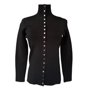 Alexander Wang Mock Neck Button Down Sweater‎ Top Black Size Medium NWT